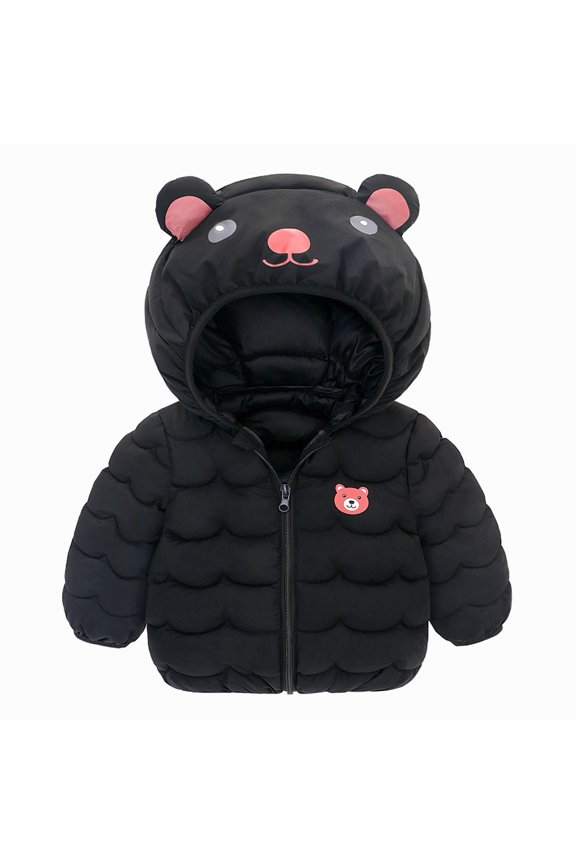 Toddler Boys Girls Jacket Down Windproof Warm Winter Cartoon Hooded Coats 1-5 Years