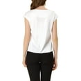 thumbnail image 3 of Allegra K Women's Cap Sleeve Silky Blouse Round Neck Pleated Casual Elegant Top, 3 of 6