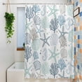 thumbnail image 3 of Aqua Teal Coastal Waterproof Shower Curtain, 72"x72" Washable Polyester Fabric Shower Curtains for Bathroom, Summer Beach Starfish Coral Nautical Decorative Bathtub Curtain Sets with Hooks, 3 of 9