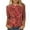 Red#5, variant on 3/4 Sleeve Blouse for Women Round Neck Vintage Floral Print Loose Fit T Shirt Trendy Summer Fall Comfy Tees Outfits