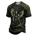 thumbnail image 3 of KLHDSF Mens Fashion Crewneck Short Sleeve T-Shirt Casual Polyester Halloween Grim Reaper Print Top Army Green L, 3 of 6