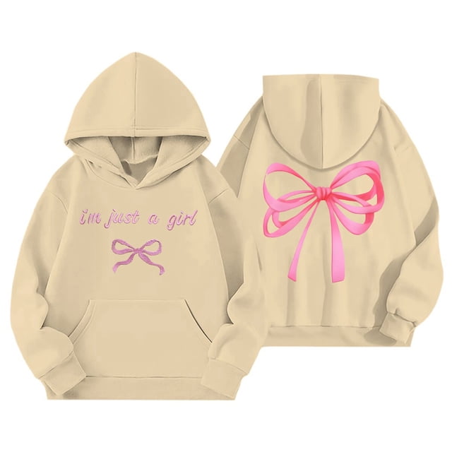 Chandail en Molleton à Manches Longues Imprimé à Capuche pour Filles Chandail Col Rond Vêtements Automne Hiver Chandails en Molleton Preppy pour Filles 3-4 Ans