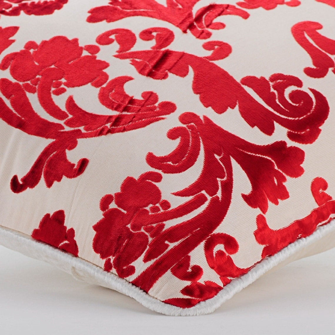 The HomeCentric Pillow Sham, Cayenne Red Euro Pillow Shams Pack of 2, 26x26 inch (65x65 cm) Burnout Velvet Euro Pillow Cases, Nature & Floral, European Pillow Shams Easter - Cayenne Red Florals