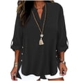 thumbnail image 4 of Endives Womens Linen Shirts 3/4 Length Sleeve Womens Shirt Blouses Spring Tops 2026 Beach Vacation Summer Black, 4 of 7