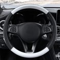 thumbnail image 2 of Microfiber Leather Steering Wheel Cover, 15 Inch, Universal Steering Covers Fit 15 inches Auto Car Wheel Protector, Anti-Slip, Heat Resistant, Comfortable Wrap, Cars Accessories (White with Black), 2 of 4