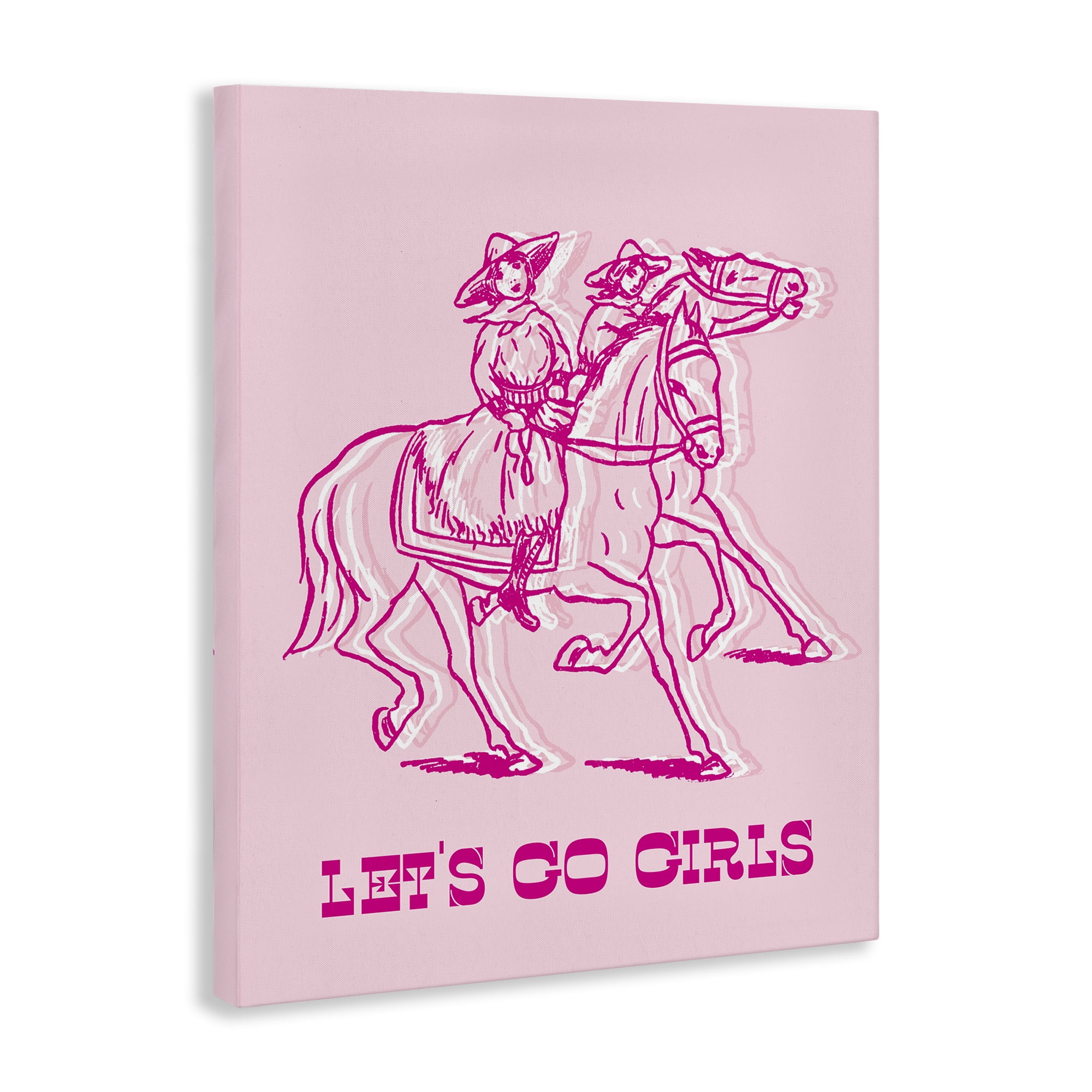 Stupell Industries Let's Go Girls Outline People Painting Wrapped Canvas Art Print Wall Art, 30 x 40