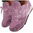 thumbnail image 4 of Rokment Glitter Sequin Running Walking Shoes for Women Comfortable Breathable Mesh Sparkly Memory Foam Low Heel Jogging Workout Tennis Sneakers Pink Size 9, 4 of 4