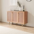 thumbnail image 6 of Modern Farmhouse 3 Door Storage Cabinet with Adjustable Shelves, Brown Accent Cabinet with Metal Legs Kitchen Storage Cabinet, Sideboard Buffet Cabinet for Dining Room, Entryway, and Kitchen, 6 of 8