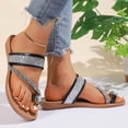 thumbnail image 3 of Rokment Women's Sparkly Crystal Rhinestones Flip Flops Beach Glitter Sequin Wedge Low Heel Dress Slip on Sandals Bridal Bling Flipflops Slides Summer Shoes Black Size 6.5, 3 of 5
