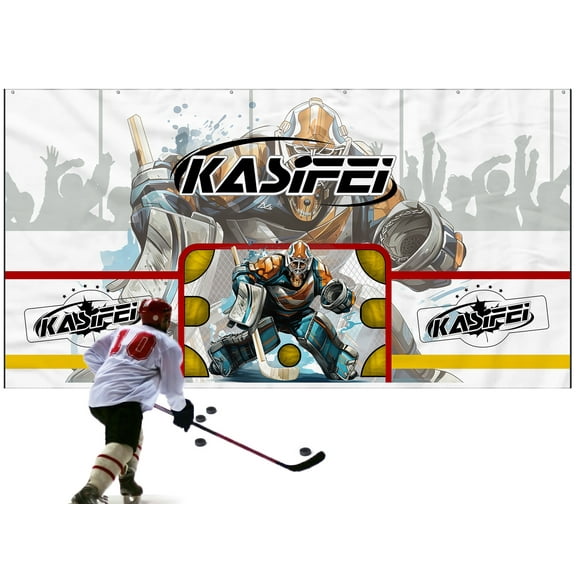 kasifei 8' x 16' Heavy Duty Hockey Shooting Tarp – Built-In Shooter Tutor - Great Hockey Goal Alternative - Hockey Training Equipment for All Skill Levels - Garage & Wall Protection