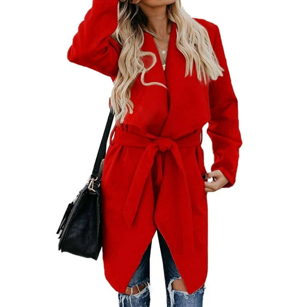 Sexy Dance Sexy Dance Solid Color Long Trench Coat for Women Lapel
