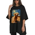 thumbnail image 4 of Plus Size Shirt for Women Black Tops for Women Short Sleeves Shirt for Women Dogs In The Night T Shirt Crewneck Shirt for Women XL, 4 of 5