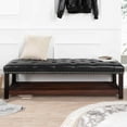 thumbnail image 2 of Entryway Bench Shoe Bench, Classic PU Leather Bench, Bedroom End of Bed Bench, Vanity Bench Dining Room Bench, Footstool with Wooden Base, for Bedroom Entryway Living Room Hallway, Black, 2 of 7