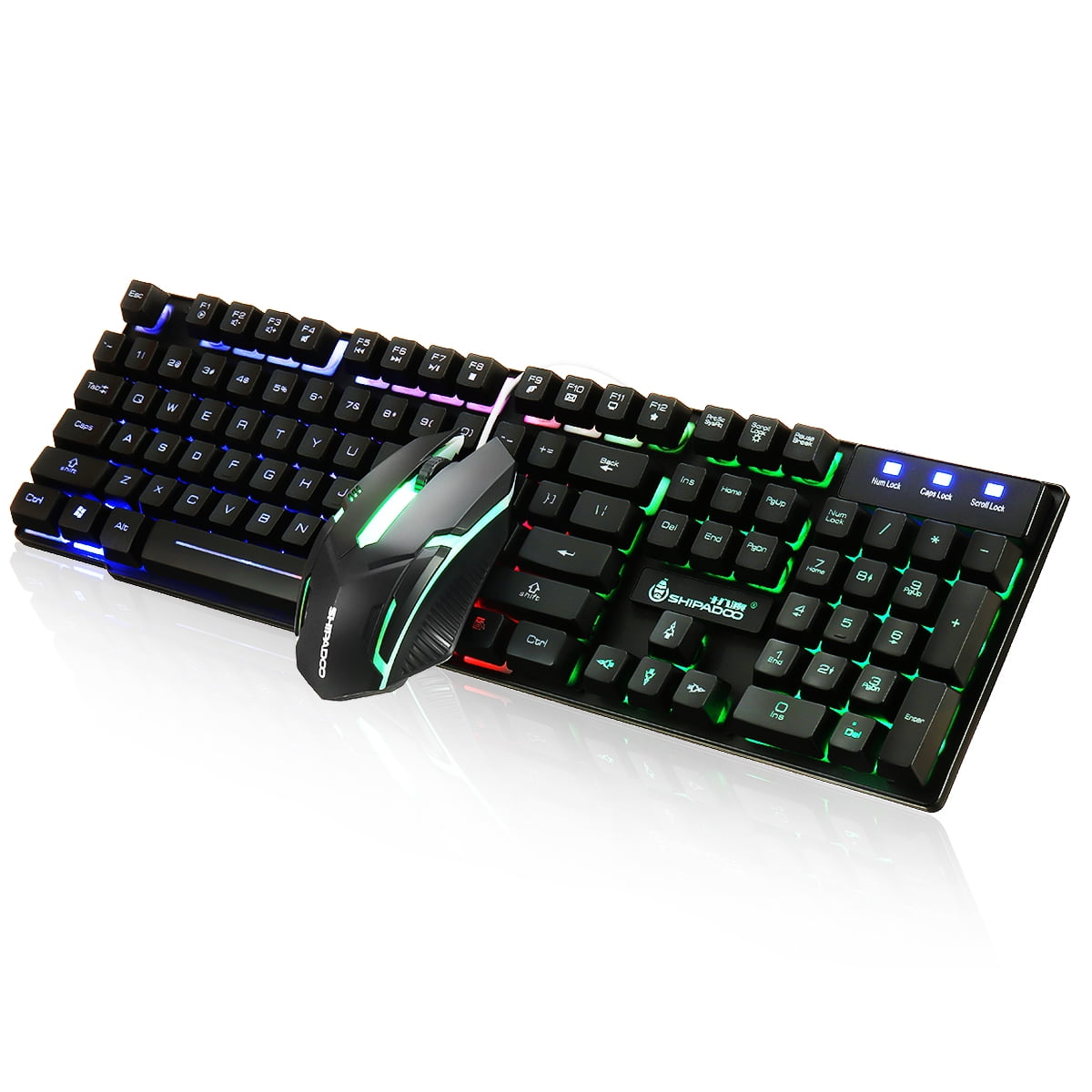 D280 RGB Backlit Light Gaming Keyboard and Mouse Combo, 104Key Wired