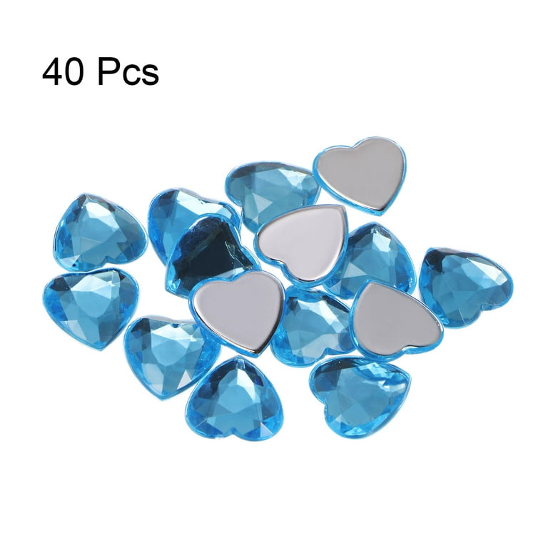15mm Flat Back Heart Acrylic Gems Plastic Rhinestones