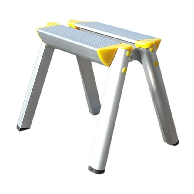 Escalera plegable ancha para uso doméstico, ligera, fácil de transportar, ideal para oficinas, tiendas, almacenes y fábricas. Amarillo