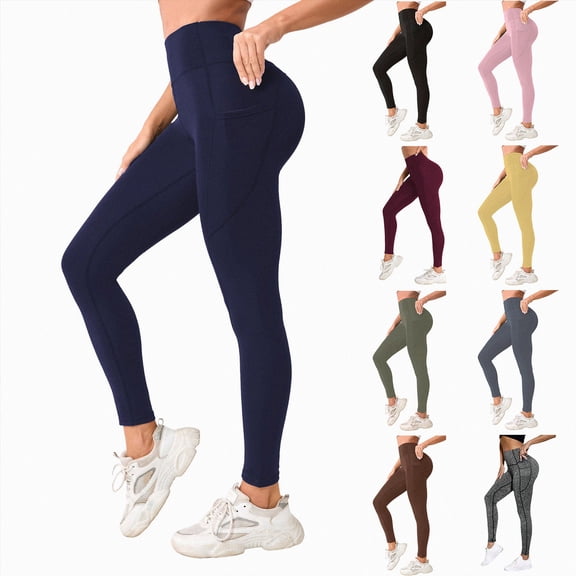 COMVALUE Leggings for Women High Waisted, Buttery Soft Yoga Pants, Non See Through Light Tummy Control Athletic Pants Yellow M