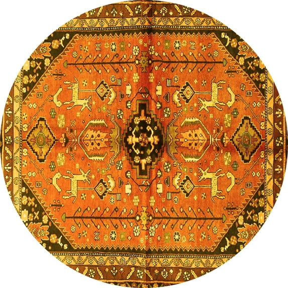 Ahgly Company Indoor Round Persian Yellow Traditional Area Rugs, 8' Round