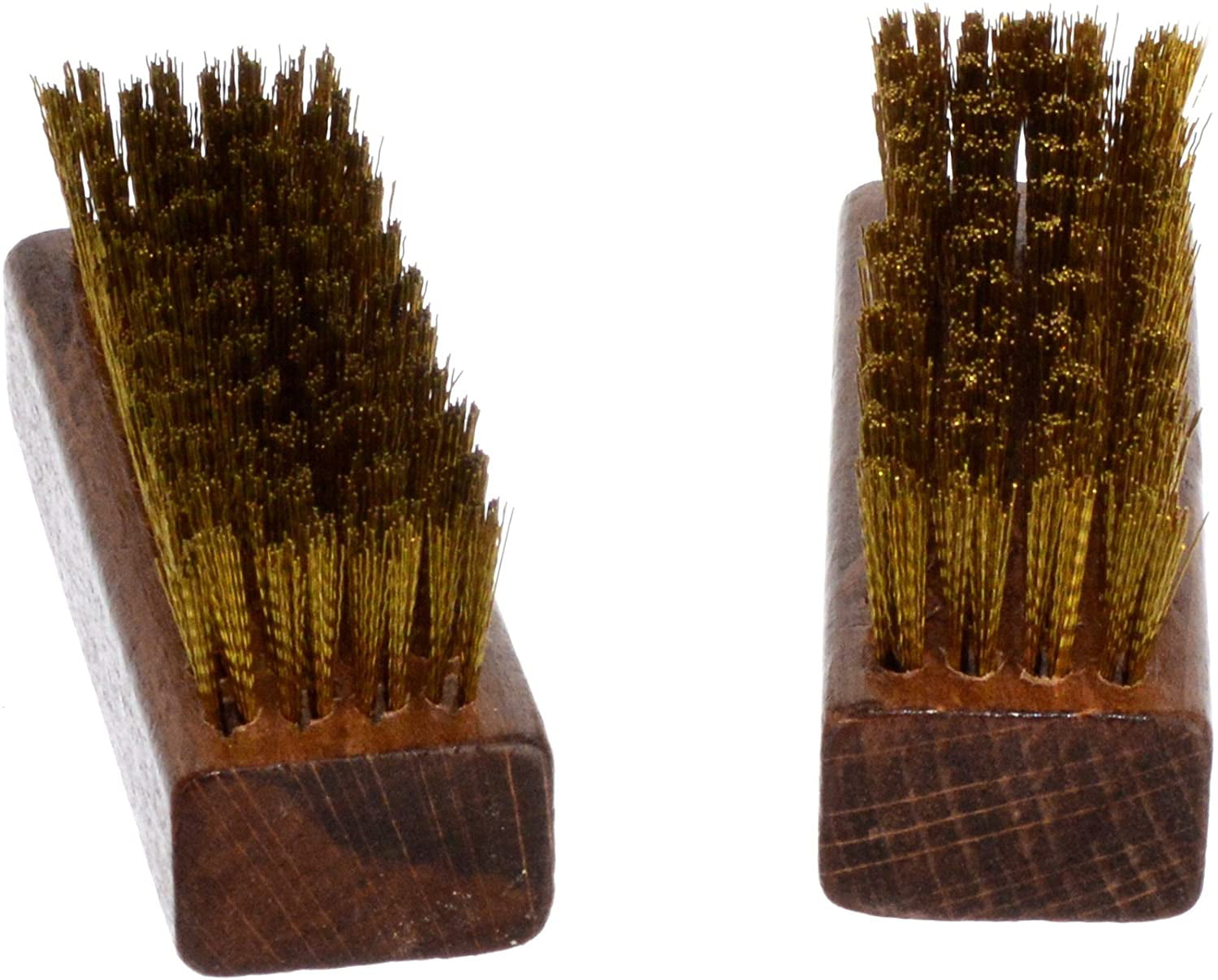 Ralyn Brass Suede Brush 2-Set. Brass Bristles and Solid Wood Block
