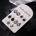 thumbnail image 3 of Fiudx Juego de Pendientes de Circonita Verde y Negra con Diseño de Gota de Agua, Aleación de Turquesa, Joyería Clásica para Fiestas, Regalo para Enamorados, Ideal para Uso Diario, Ideal para Citas y, 3 of 6