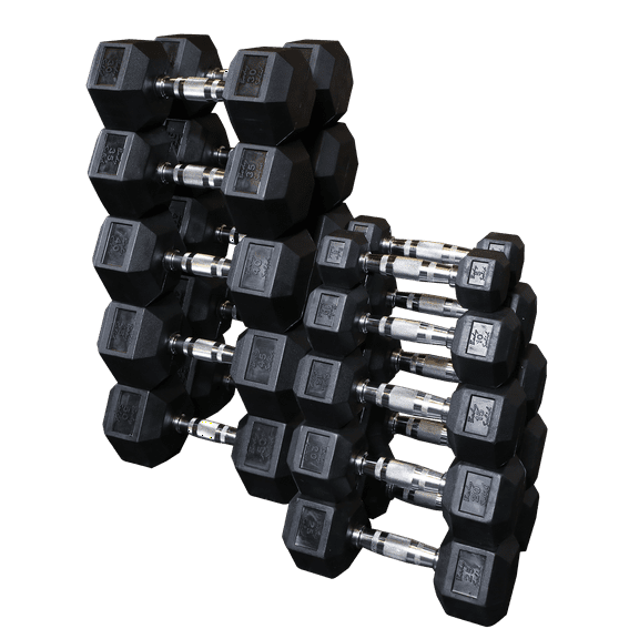 Body Solid SDRS550 Rubber Hex Dumbbell Set - 5-50lbs