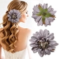 thumbnail image 2 of Purple Artificial Flower Head Dahlia, 4.33Inch Silk Cloth Flower Head, for Tabletop Center, Wedding, Party, Home and Office Decoration, Wedding Corsage, Cake Decoration (1 Pc), 2 of 5
