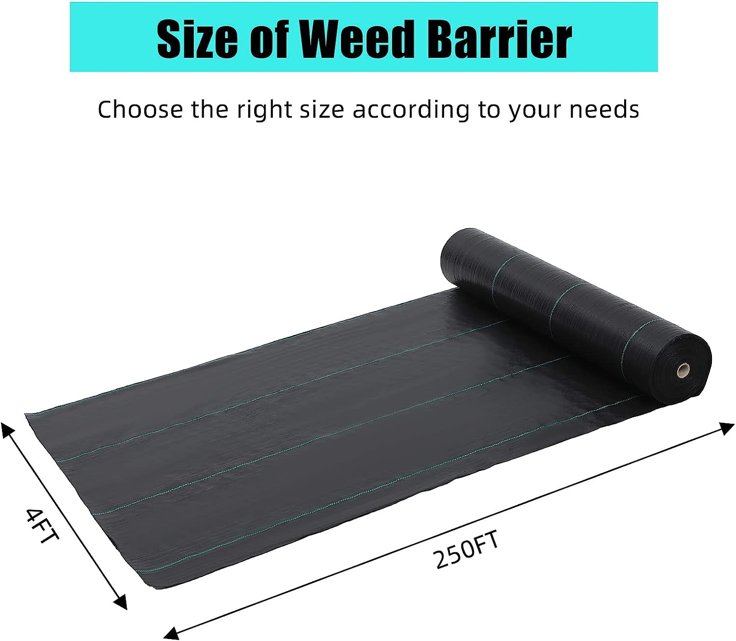 QinaQin 4x250FT-5oz Premium Weed Barrier Landscape Fabric,Weed Control Fabric,High Permeability for Flower Bed,Driveway Fabric Ground Cover,Black