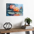 thumbnail image 2 of Water Lily Flower Canvas Wall Art, Abstract Oil Painting Style Lotus Print, Floral Botanical Artwork for Living Room Bedroom Bathroom Decor, Ready to Hang, 2 of 6