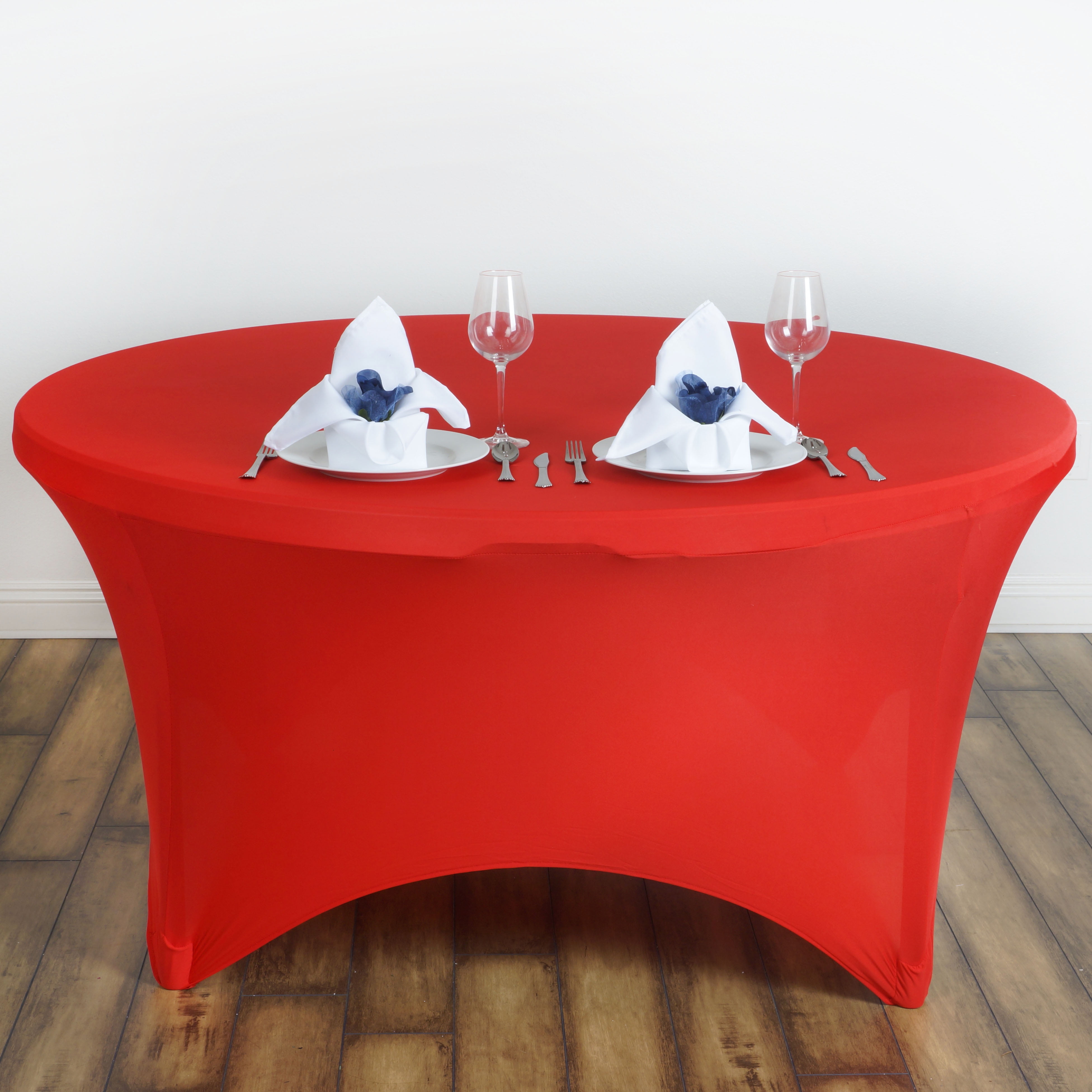 60" ROUND SPANDEX Tablecloth Wedding Banquet Party Stretch Table Cover RED 