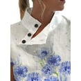 thumbnail image 3 of Keeccty Women Slash Neck Button Stand Collar Printed Top Short Sleeve Office Shirt, 3 of 4