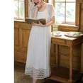 Women's Cute Victorian Nightgown Illusion Short Sleeve Pajama Dress