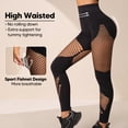 thumbnail image 5 of Takusun Women's Fishnet Seamless High Waisted Tummy Control Workout Leggings Pants Black, 5 of 5
