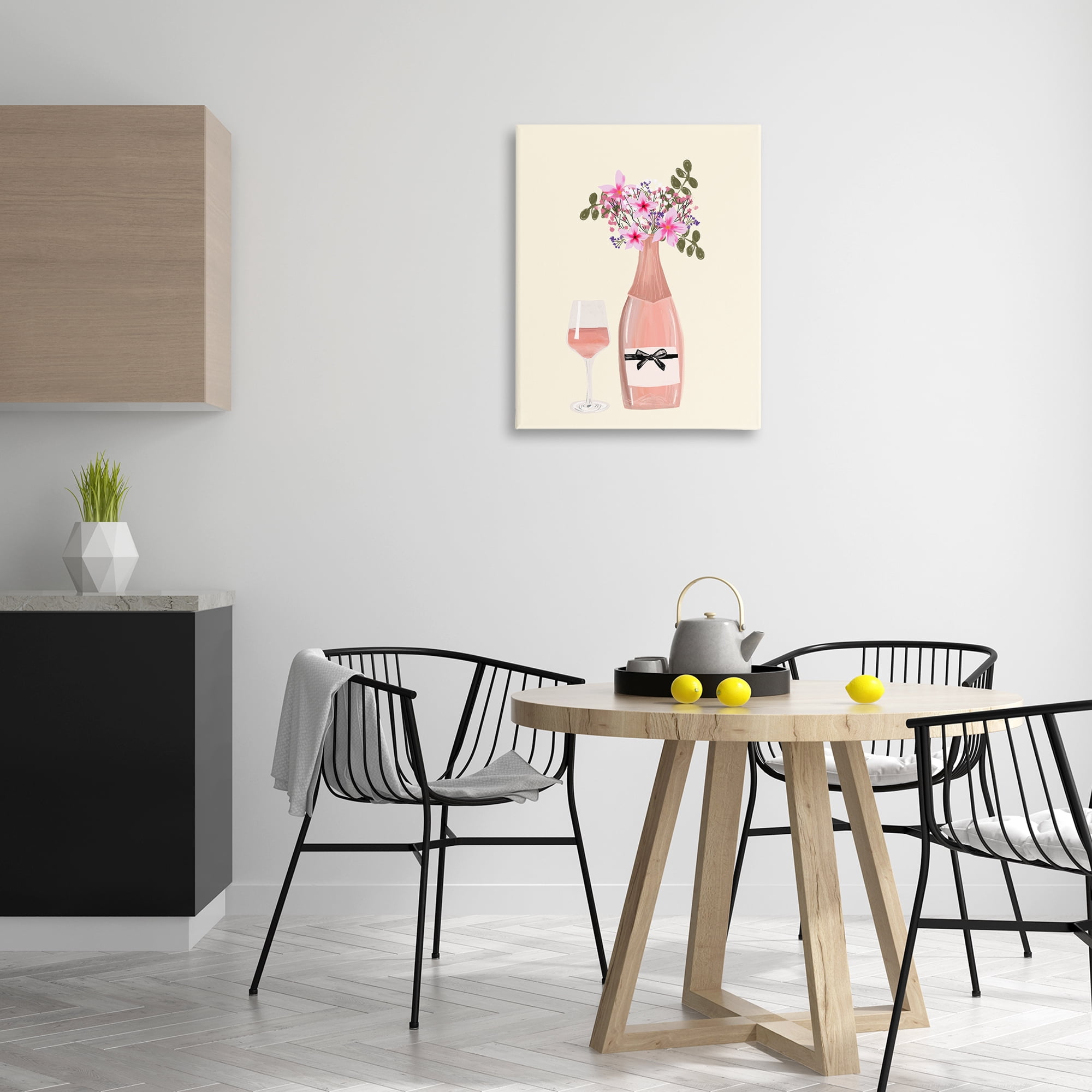 Stupell Industries Floral Champagne & Glass Food & Beverage Painting Gallery Wrapped Canvas Art Print Wall Art, 24 x 30