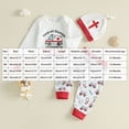 thumbnail image 3 of mgoYE Newborn Baby Boy Clothes Long Sleeve Romper Pants Hat Set Ambulance Print Fall Winter 3PC Clothes for Baby Boys, 3 of 6