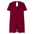 thumbnail image 6 of Summer Rompers for Women Plus Size Jumpsuit Casual Loose Summer Women's Fashion Short Sleeve Crew Neck Waisted Backless Onesie S-2XL, 6 of 8