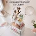 thumbnail image 2 of DELAMU 2 Layer Makeup Organizer with Drawer, Makeup Storage Bathroom Vanity Lipstick Brush Holder Skincare Organizer, Clear White, 2 of 9