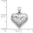 thumbnail image 2 of 925 Sterling Silver Rhodium Plated Diamond-Cut Puffed Heart Shaped Pendant, 2 of 2