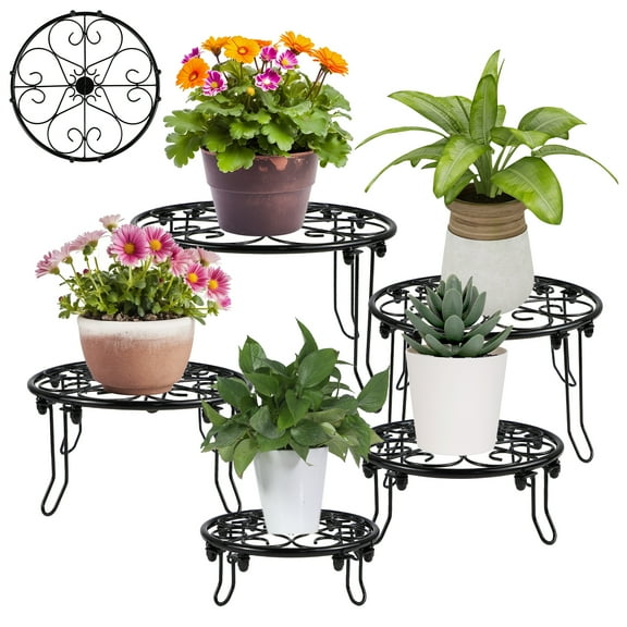 WSNIJFU 5 Pack Metal Plant Stands,Heavy Duty Potted Holder for Flower Pot,Rustproof Iron Garden Container Round Supports Rack for Planter,Decoration Racks for Home Indoor and Outdoor