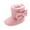 Pink, variant on Zwiiyzr Unisex Baby First Walking Shoes 0-12 Months Infant Snow Booties Winter Toddler Boys Girls Bow Thicken Velvet Snow Booties Black