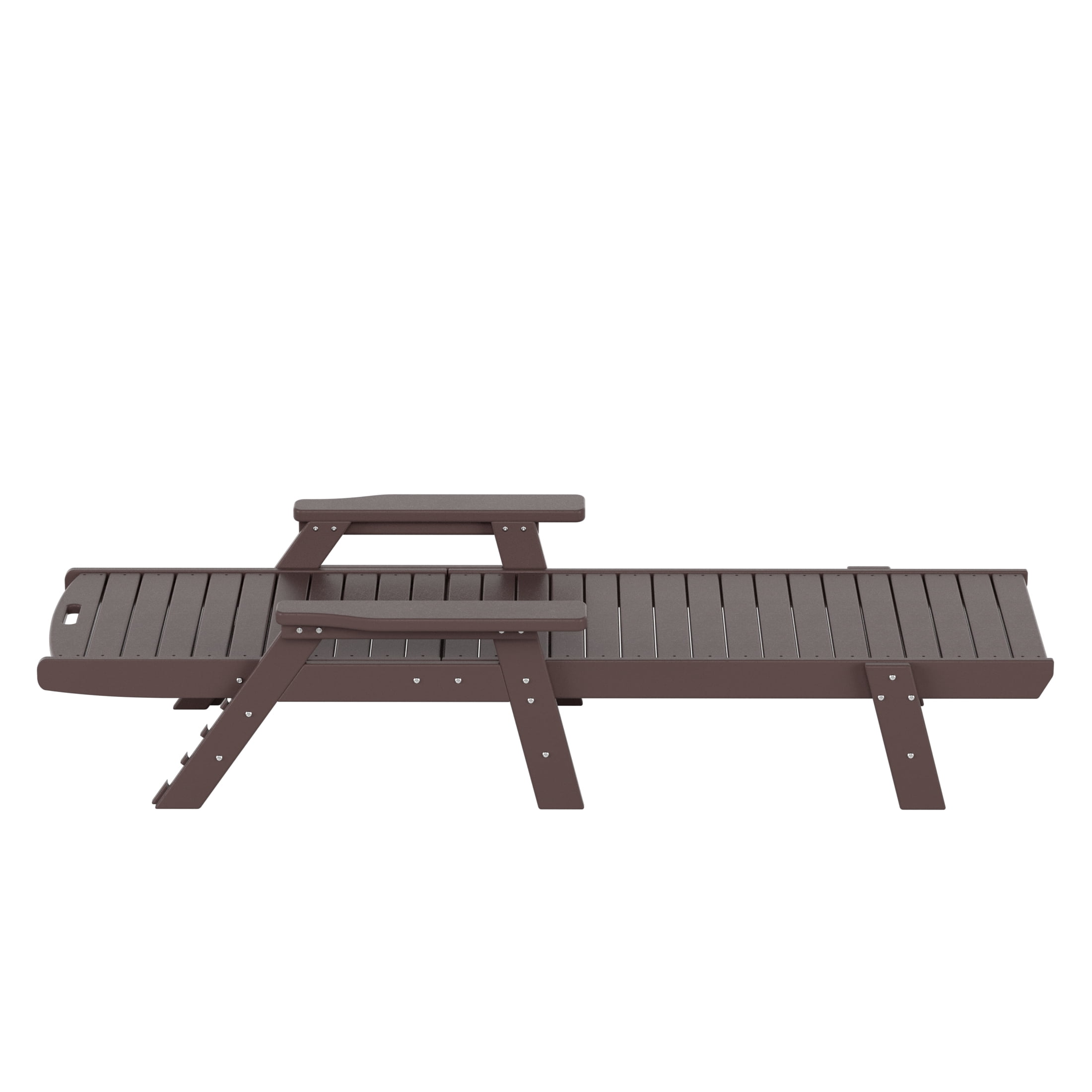 GARDEN Plastic Outdoor Chaise Lounge Chair with Adjustable Backrest, Dark Brown