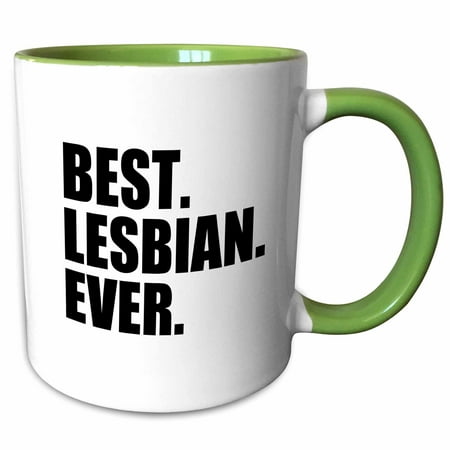 3dRose Best Lesbian Ever - Fun humorous gay pride gifts for her - funny - humor - black text - Two Tone Green Mug,