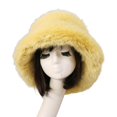 thumbnail image 2 of Soumake Bucket Hat Oversized Fluffy Wide Brim Soft Thickened Ear Faux Fur Winter Thermal Women Fisherman Cap For Daily Life, 2 of 8