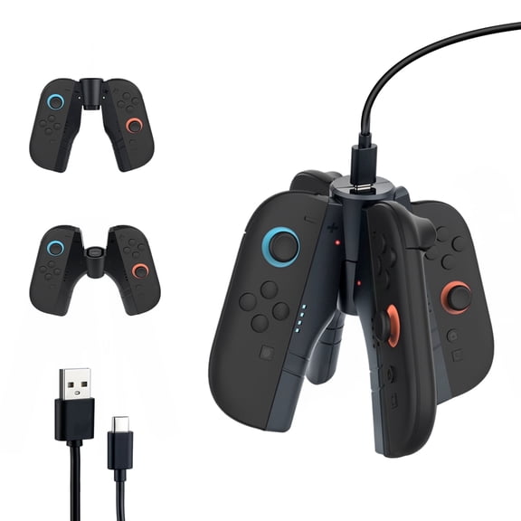 Mcbazel Quad Magnetic Fast Charging Grip Charger Station with LED Indicators for Switch 2 JoyCon