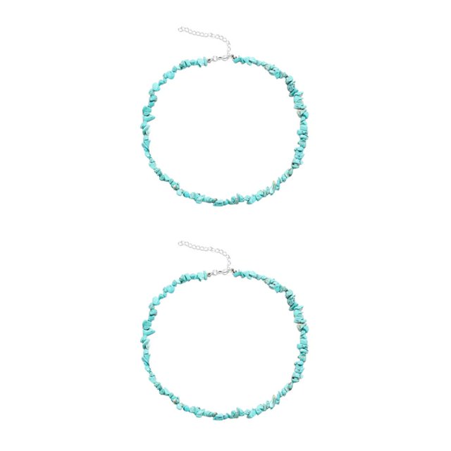 Guardoinrt Femmes Filles Perles Déclaration Collier à la Mode et Polyvalent Addition Bleu Vert 2Set