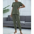 thumbnail image 2 of Aria Romance Women's Short Sleeve Lounge Set - Comfortable Top & Trousers Pajama Set S-2XL, 2 of 5