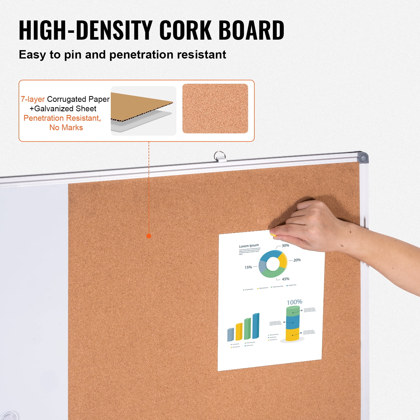 KFFKFF 48"x 36" Dual-Function Whiteboard & Cork Board with Aluminum Border – Magnetic Dry Erase Notice Board for Wall Installation – Suitable for Educational Institutions, Residences, Workplaces