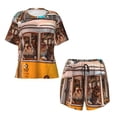 thumbnail image 2 of Yiaed Modern Urban Monkey Print Short Sleeve Pajama Sets for Women Casual Crew Neck 2 Piece Lounge Sets Women's Short-Sleeved Pajama-Small, 2 of 5