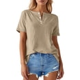 thumbnail image 2 of Womens Tees Short Sleeve Crewneck Oversized T Shirts Casual Loose Fit Lightweight Summer Tops Everyday Outfit, 2 of 5