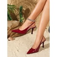 thumbnail image 2 of On feet& in love Women's Patent Leather Pointed Toe Elastic Slingback High Heel Pumps, 2 of 6