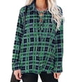 thumbnail image 1 of Blusa Cuello vuelto Tapeta Cordón delantero Casual Rejilla suelta Tops para mujer Verde XL, 1 of 6